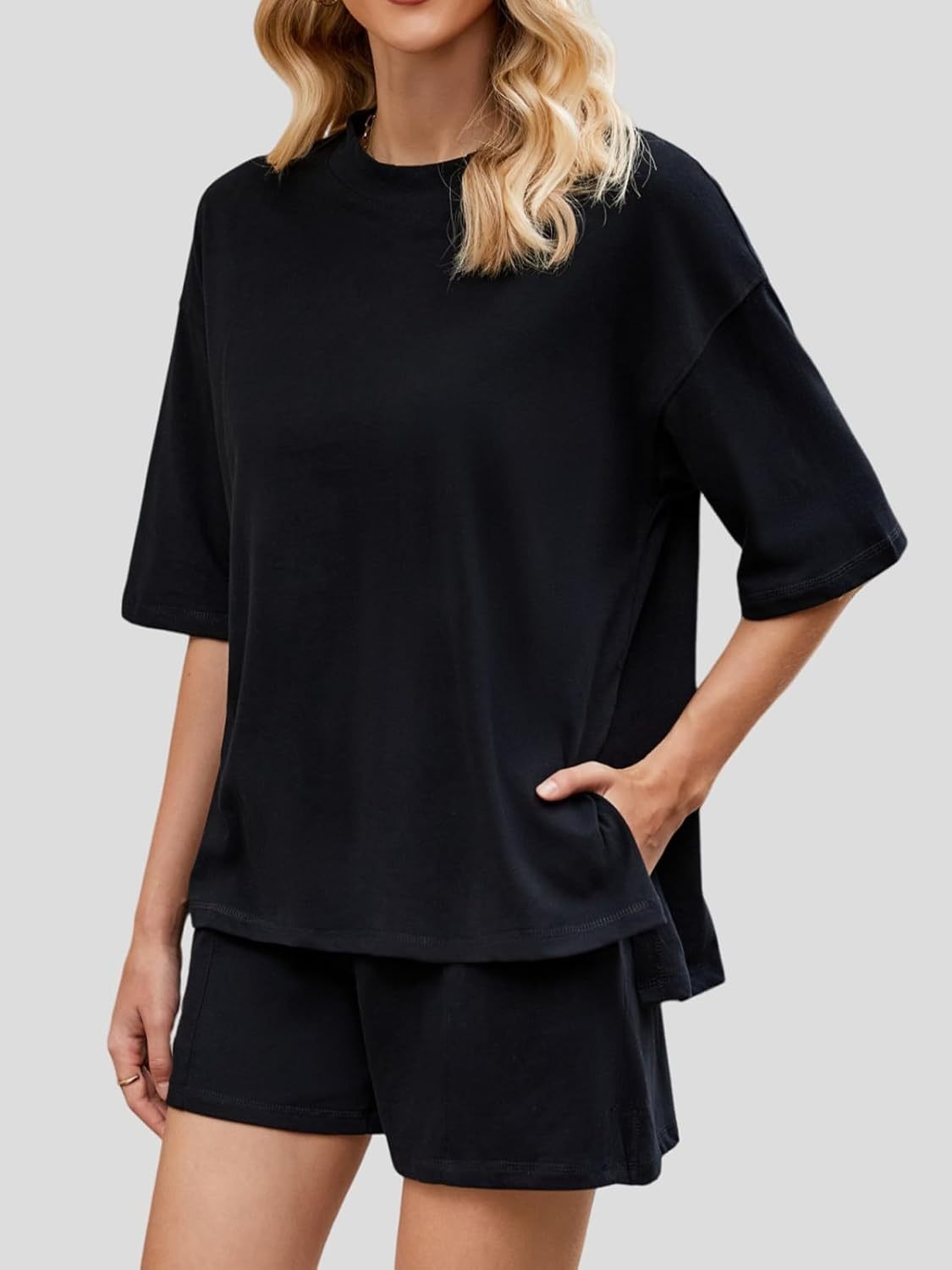 🔥HOT SALE🔥2025 New Womens Half Sleeve Crew Neck Summer Matching Lounge Sets(Buy 2 Free Shipping)