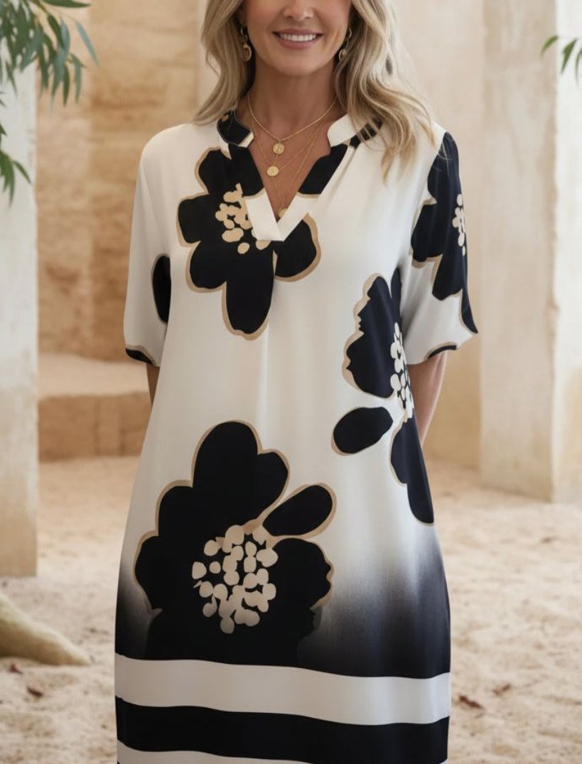 Women's artistic floral print dress