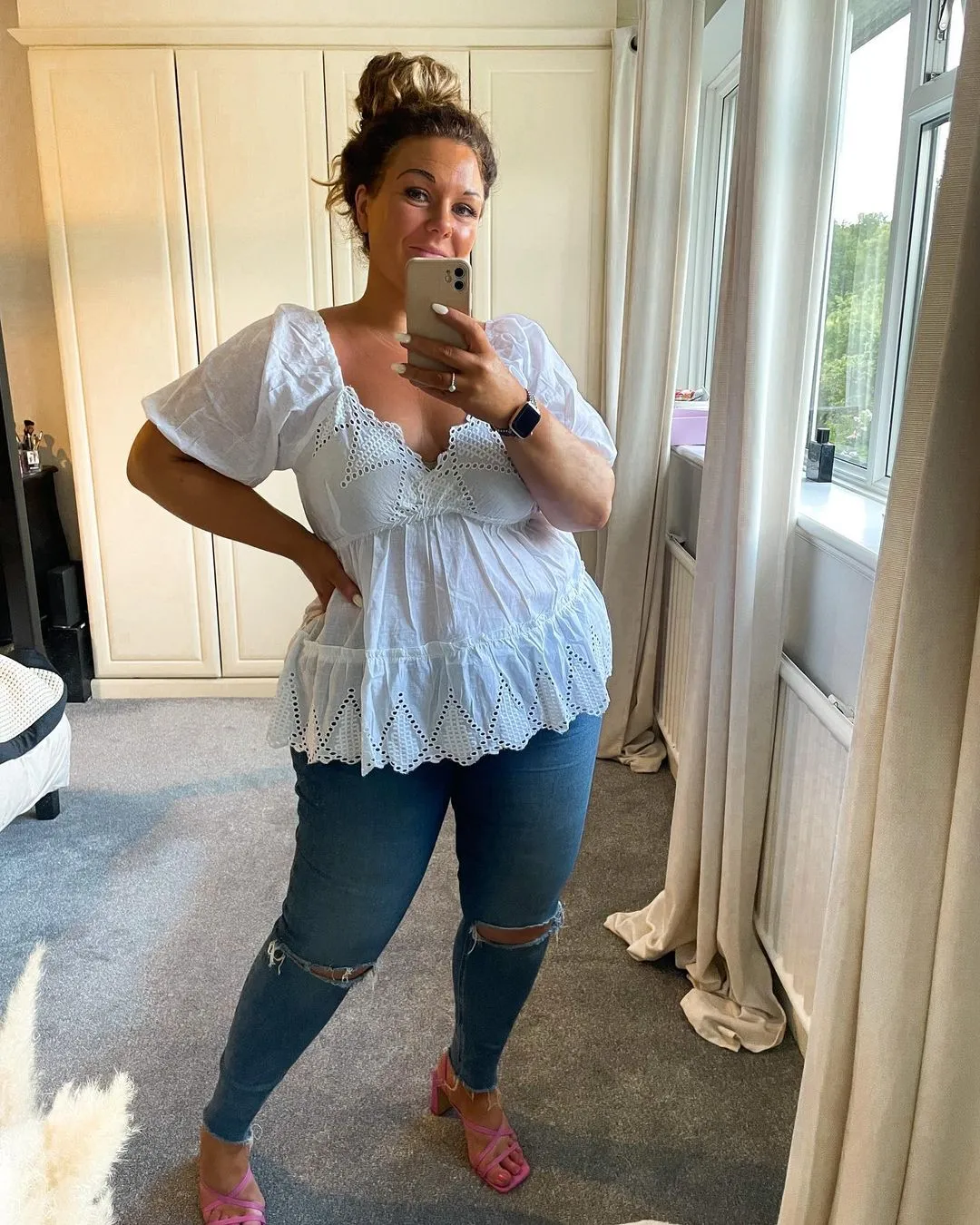 PLUS BRODERIE ANGLAISE SMOCK TOP