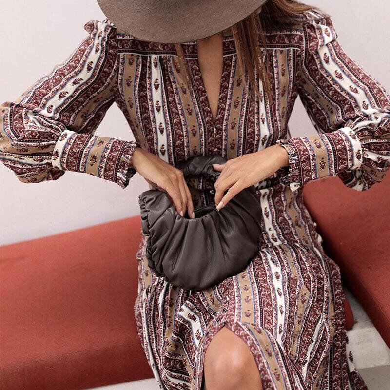 Women's Long Sleeve Boho Style Dress