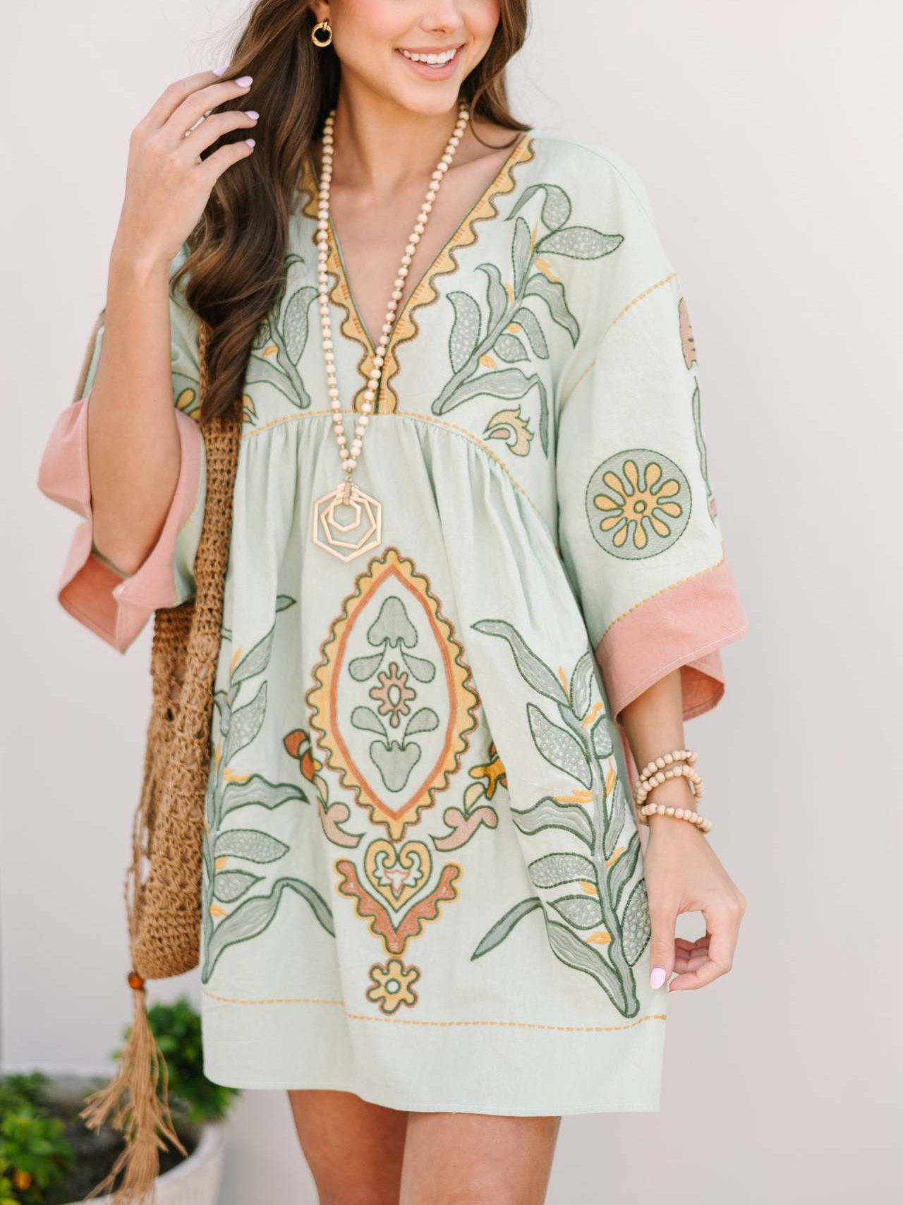 Women's Boho Embroidered V-Neck Mini Dress(BUY 2 FREE SHIPPING)