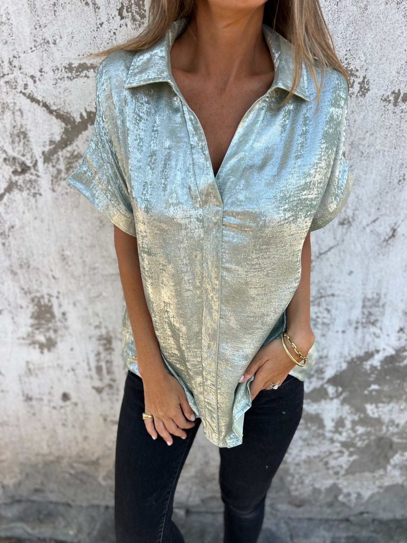 🔥HOT SALE🔥Loose Metallic Shirt(BUY 2 FREE SHIPPING)