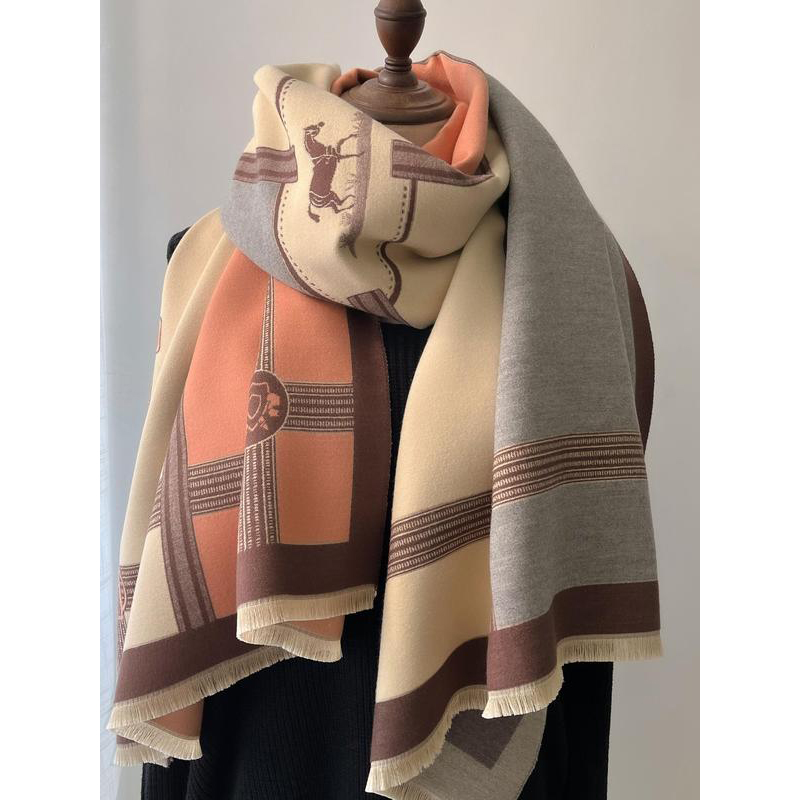 Bohemian horse pattern scarf with fringe trim（BUY 3 FREE SHIPPING)