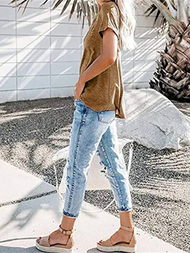 🔥🔥🔥🔥Women's V-Neck Button Down Short Sleeve T-Shirt