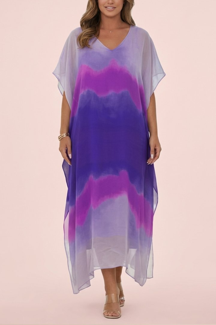 Women's Long Chiffon Maxi Dip Dye Dress (Buy 2 Free Shipping)