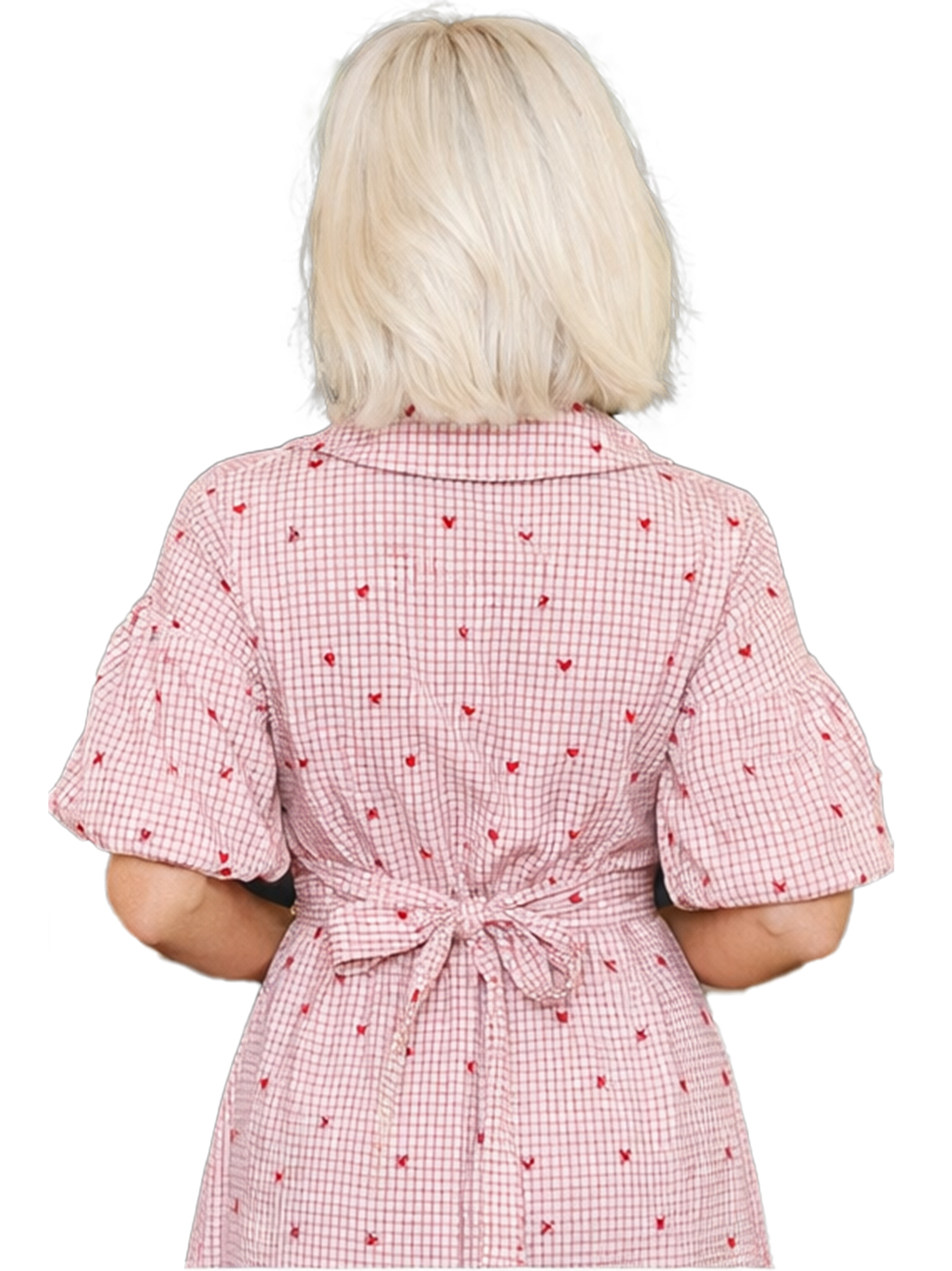 Valentine's Day Pink Heart-Print Shirt Dress (Buy 2 Free Shipping)