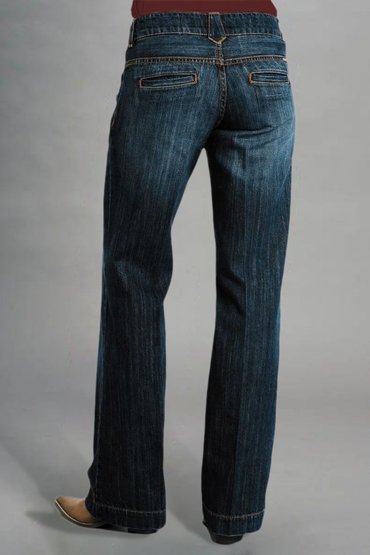 Midiross Vintage Oblique Button Mid Waist Bootcut Jeans