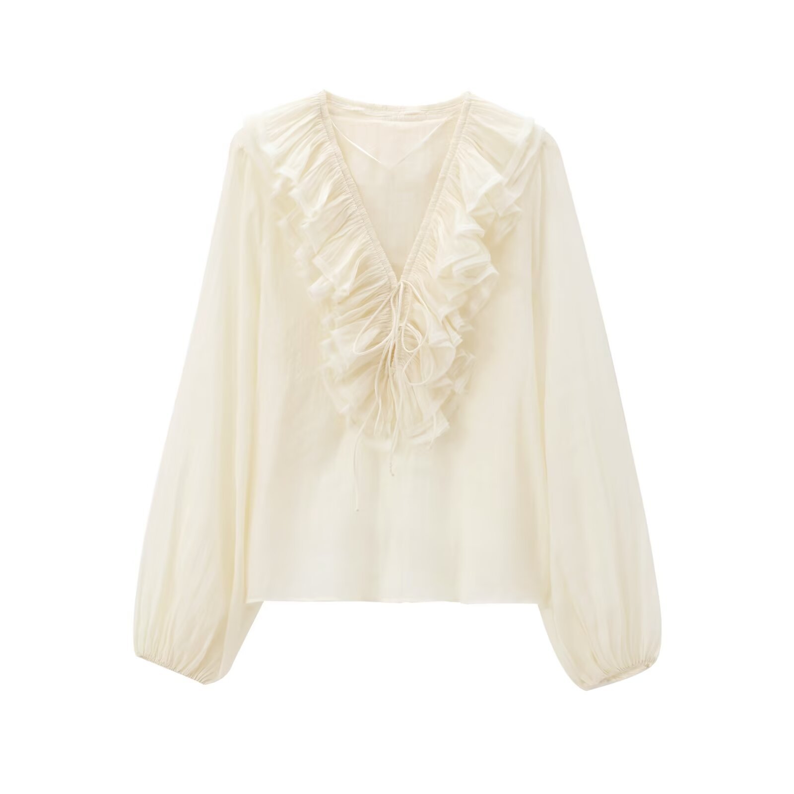 Lantern sleeve ruffle long sleeve shirt（BUY 2 FREE SHIPPING)