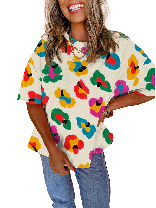 Women's Colorful Leopard Print Oversized T-Shirt