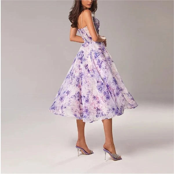 Elegant Print Suspender Dress🍀Summer Sale🍀