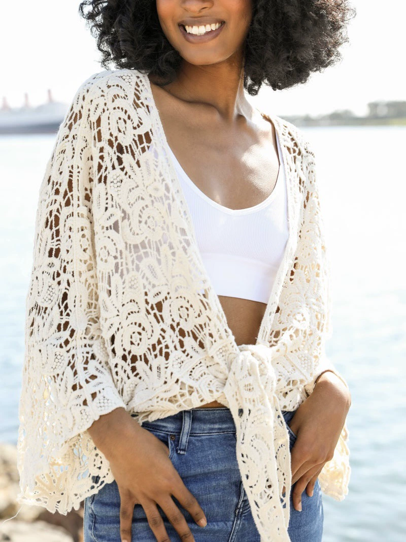 Cardigan lace beach cover-up openwork loose top(BUY 2 FREE SHIPPING)