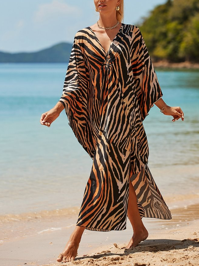 Women's V-Neck Kaftan Maxi Dress