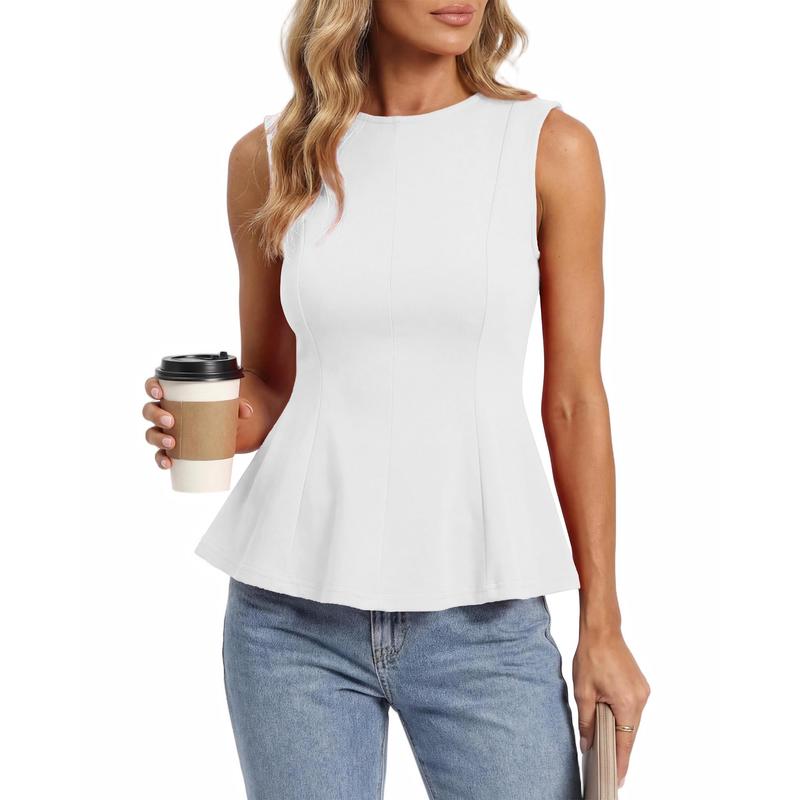 2026 Women’s Summer Top Round Neck Sleeveless Slim Fit Ruffle Tank Blouse（buy 3 free shipping)