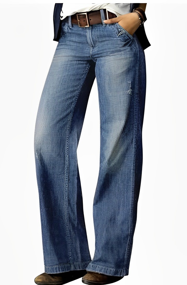 Vintage Pocket Denim Loose Jeans Pants