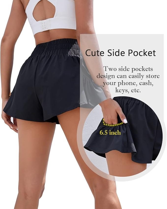 🔥HOT SALE🔥Womens High Waisted Shorts Athletic Running Shorts Workout Gym Quick Dry Flowy Shorts with Pockets