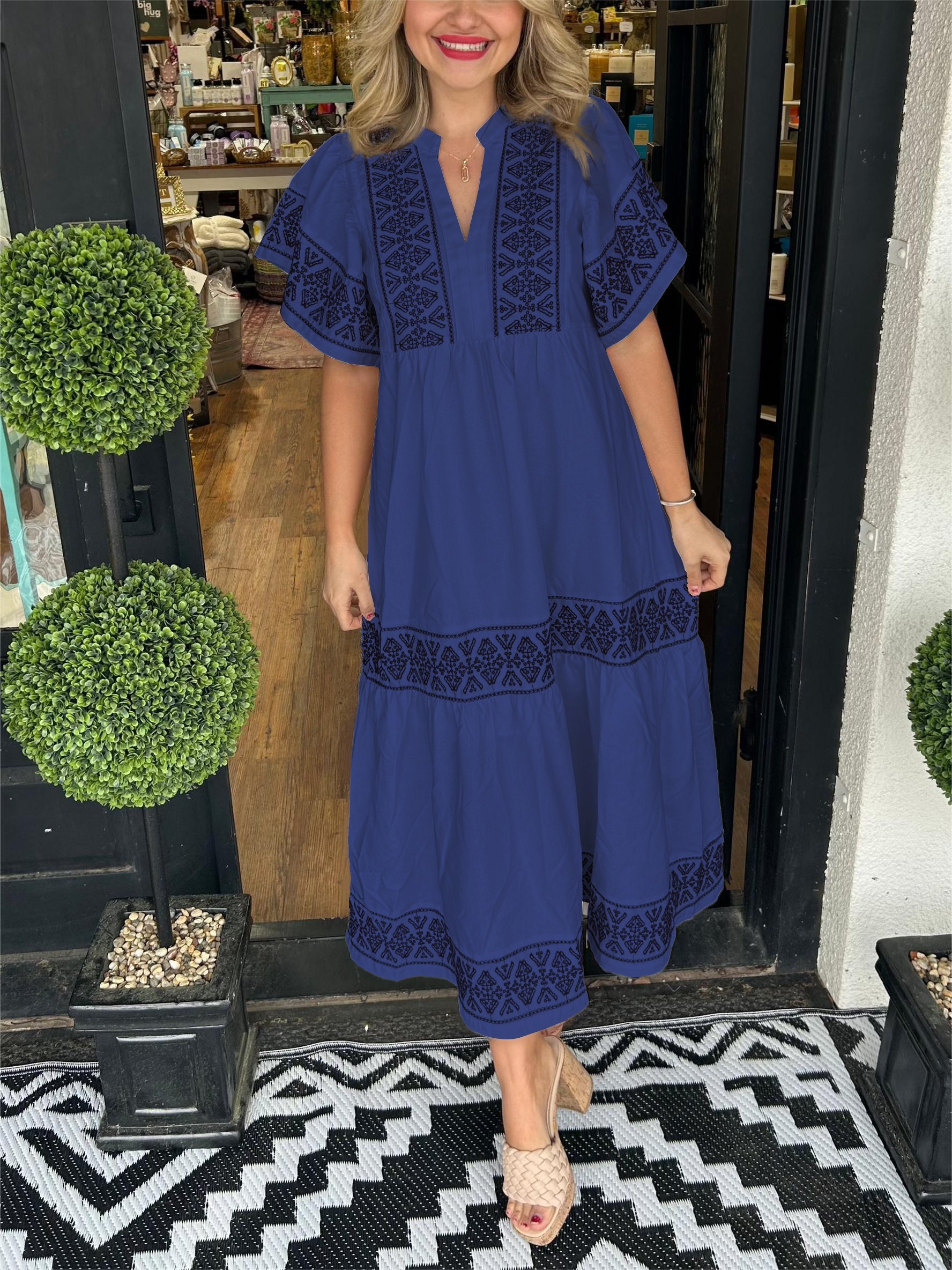✨2024 SUMMER HOT✨Women's V-Neck Boho Maxi Dress (Buy 2 Free Shipping)