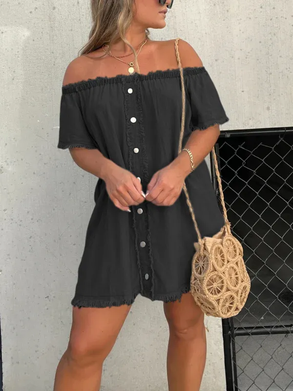 🔥🔥🔥🔥SHORT SLEEVE CASUAL DENIM DRESS (BUY 2 FREE SHIPPING)