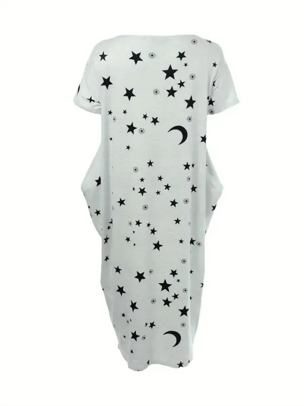 Women’s Batwing Sleeve Lounge Dress – Casual Short Sleeve Nightgown for Home & Daily Wear(BUY 2 FREE SHIPPING)