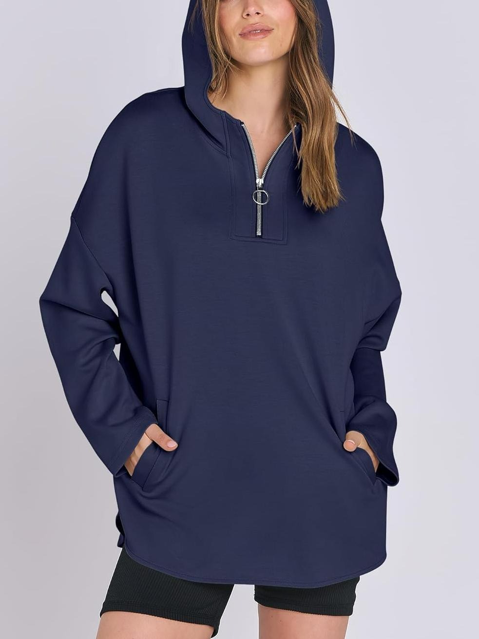 2024 Women's Oversized Quarter Zip Tunic Hoodie (Buy 2 Free Shipping)