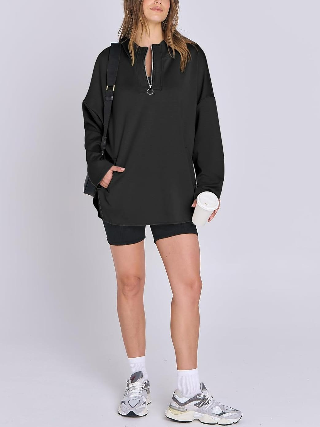 2024 Women's Oversized Quarter Zip Tunic Hoodie (Buy 2 Free Shipping)