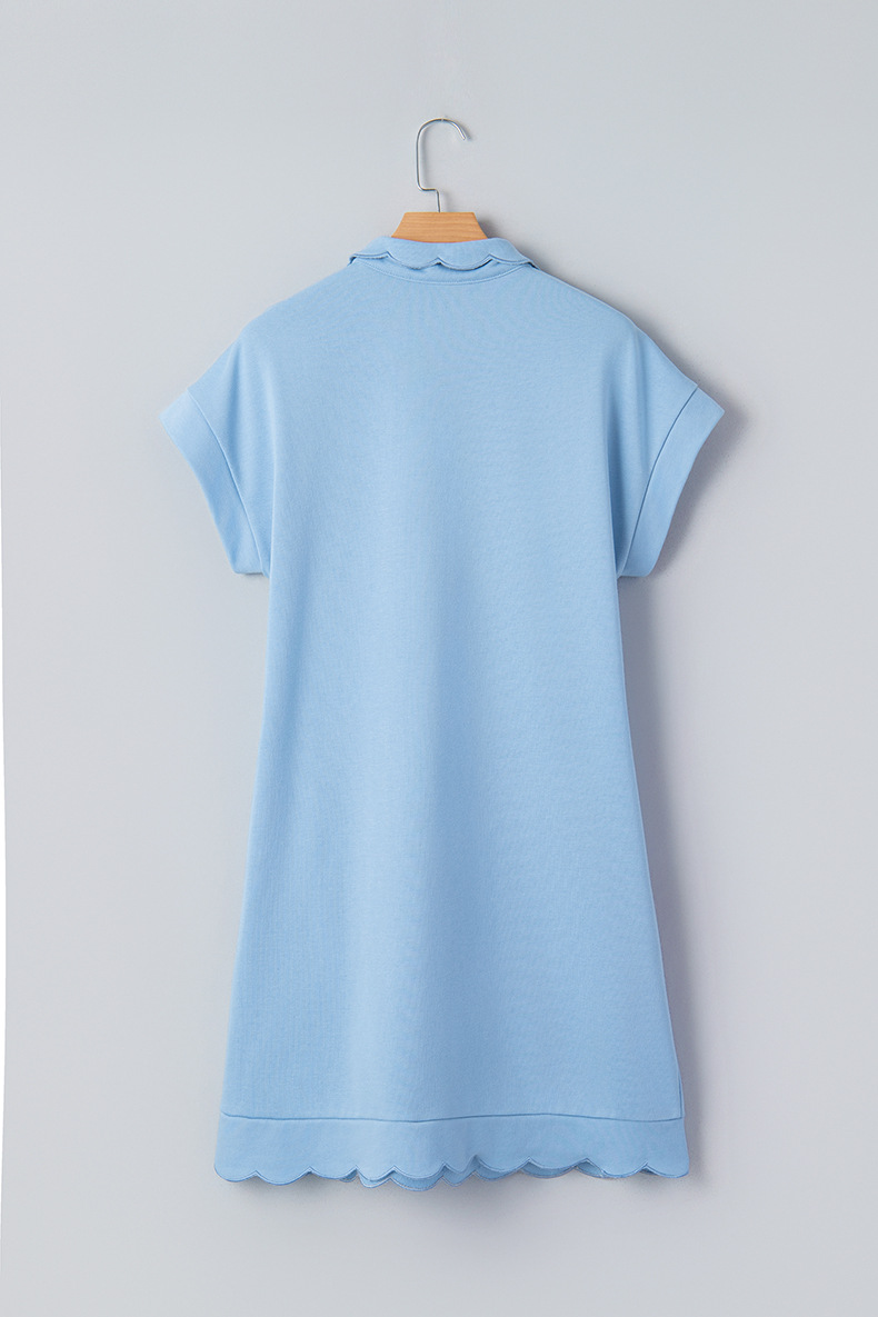 Women's Scallop Hem Henley Shirt Dress(BUY 2 FREE SHIPPING)