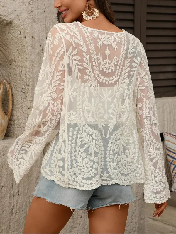  Women's Beach Cover-Up, Lace Knit Sheer Style for Summer(buy 3 free shipping)