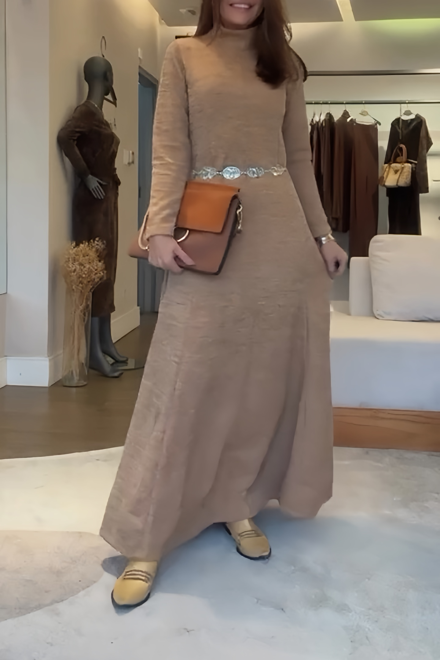 High Neck Long Sleeve Ribbed Dress（BUY 2 FREE SHIPPING)