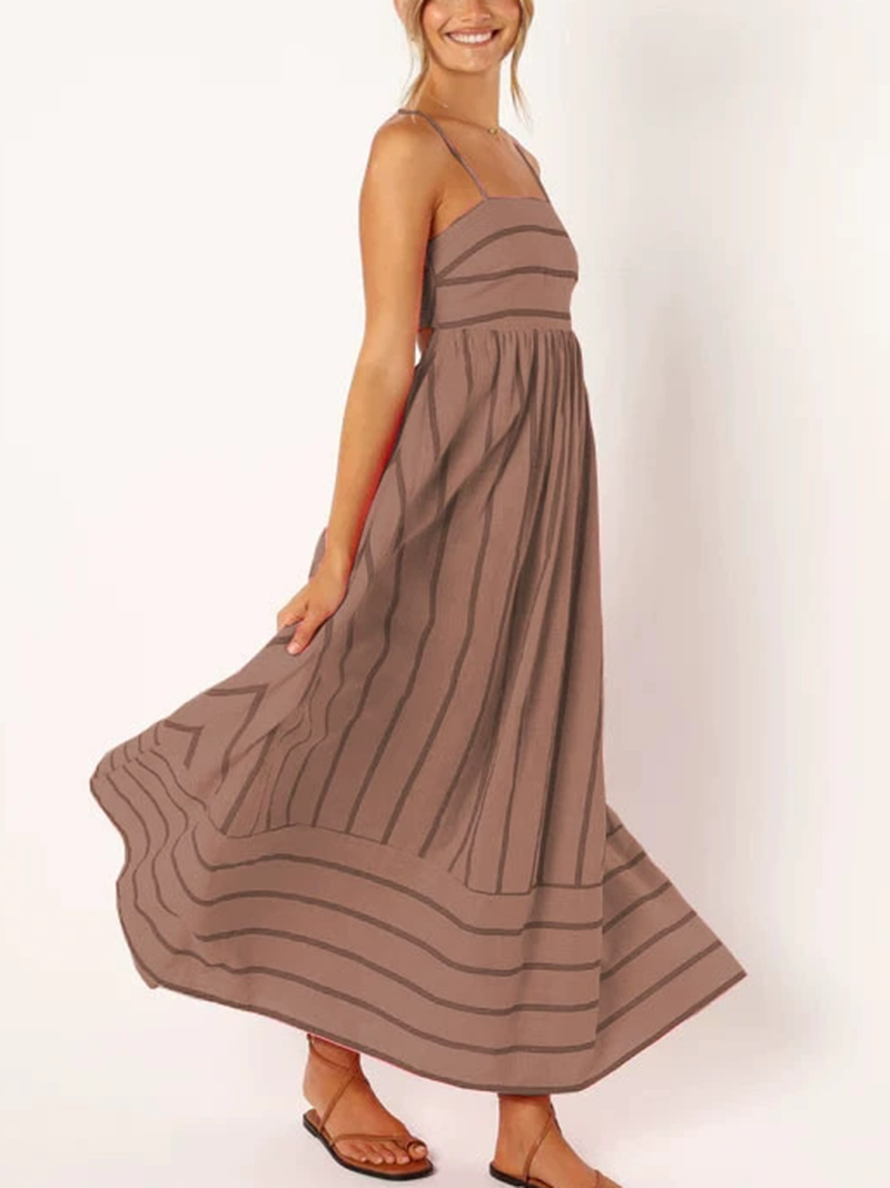 Women's Striped Back Smocked Maxi Dress(BUY 2 FREE SHIPPING)