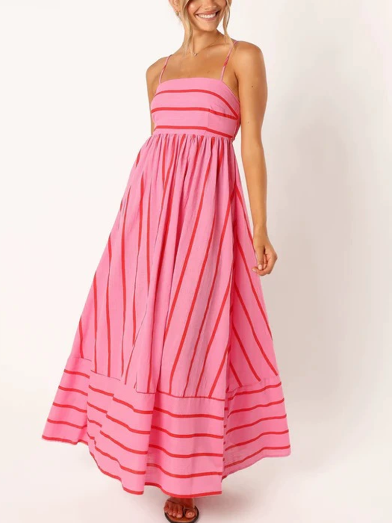 Women's Striped Back Smocked Maxi Dress(BUY 2 FREE SHIPPING)