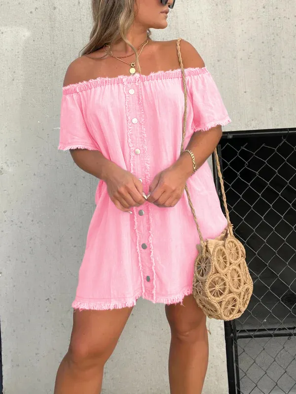 🔥🔥🔥🔥SHORT SLEEVE CASUAL DENIM DRESS (BUY 2 FREE SHIPPING)