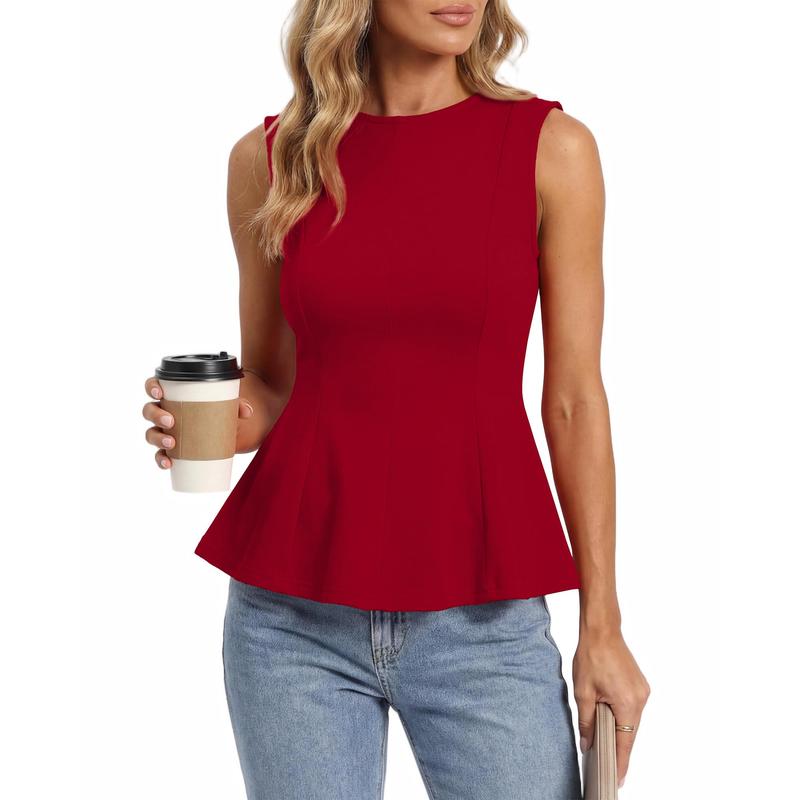 2026 Women’s Summer Top Round Neck Sleeveless Slim Fit Ruffle Tank Blouse（buy 3 free shipping)