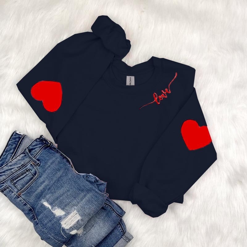 2025 Long Sleeve Sweatershirt with Heart Elbow Patch (BUY 2 FREE SHIPPING)