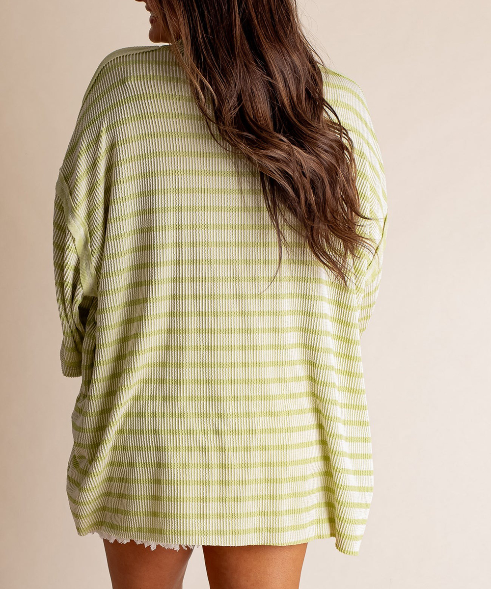 🔥HOT SALE🔥High collar loose striped top