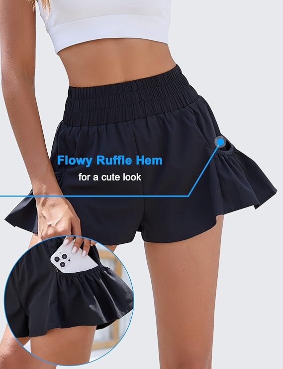 🔥HOT SALE🔥Womens High Waisted Shorts Athletic Running Shorts Workout Gym Quick Dry Flowy Shorts with Pockets