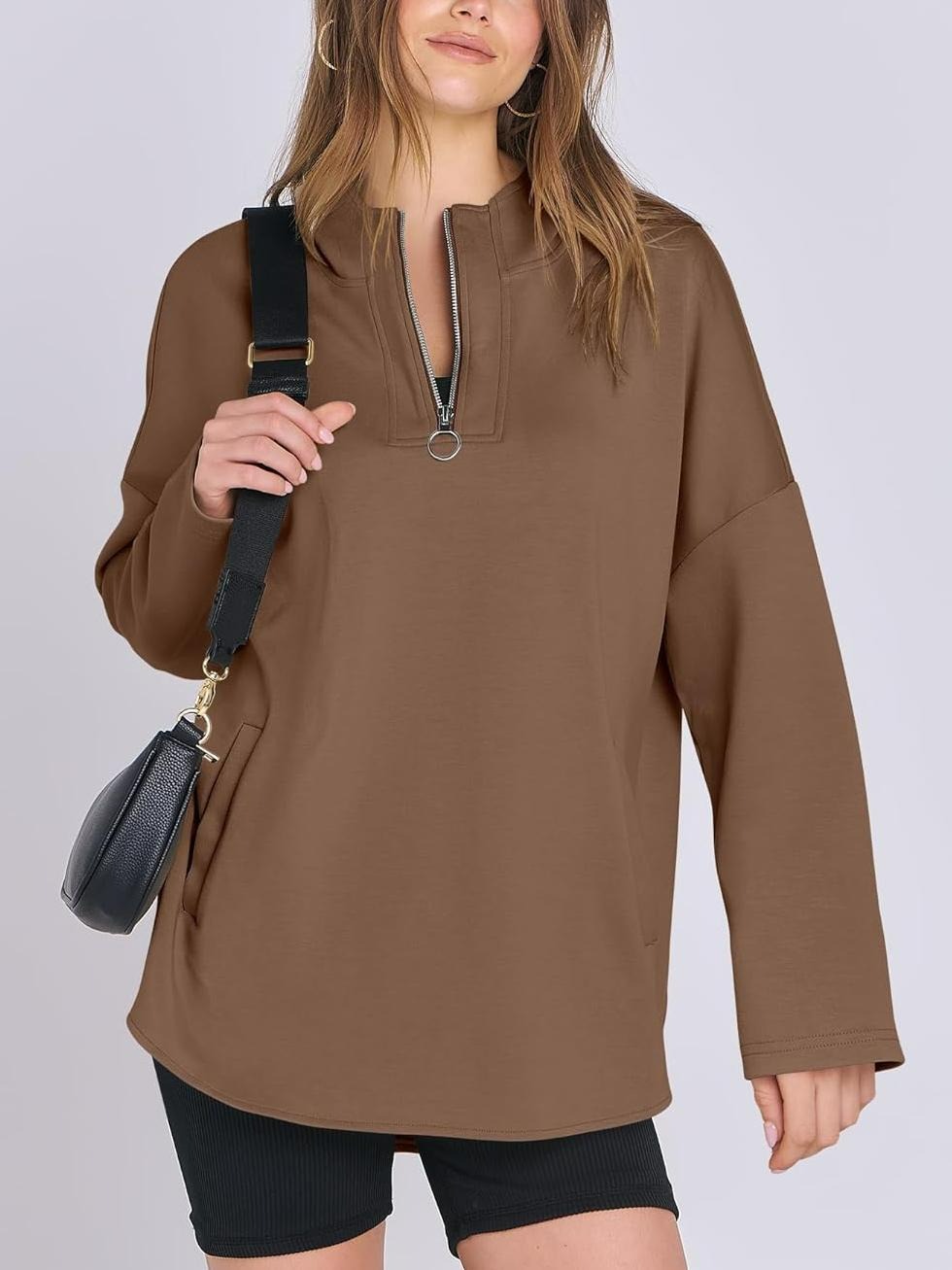 2024 Women's Oversized Quarter Zip Tunic Hoodie (Buy 2 Free Shipping)