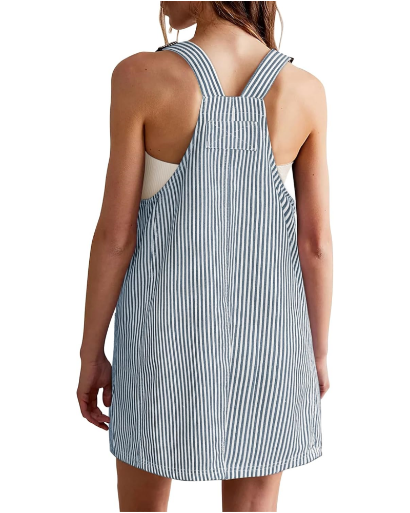 Women's Summer Adjustable Strap Striped Overall Dress