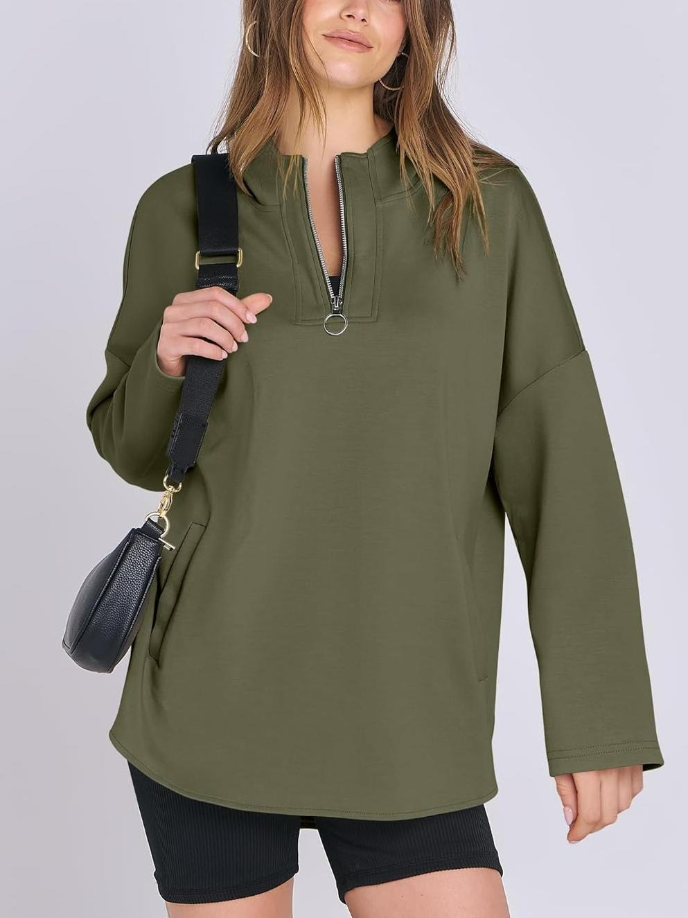 2024 Women's Oversized Quarter Zip Tunic Hoodie (Buy 2 Free Shipping)