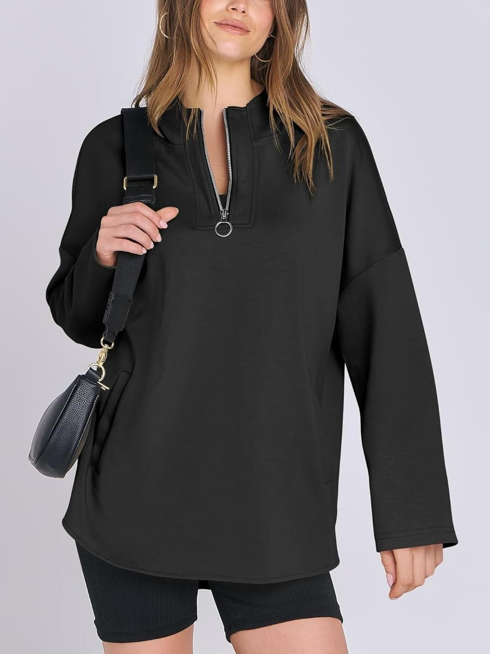 2024 Women's Oversized Quarter Zip Tunic Hoodie (Buy 2 Free Shipping)