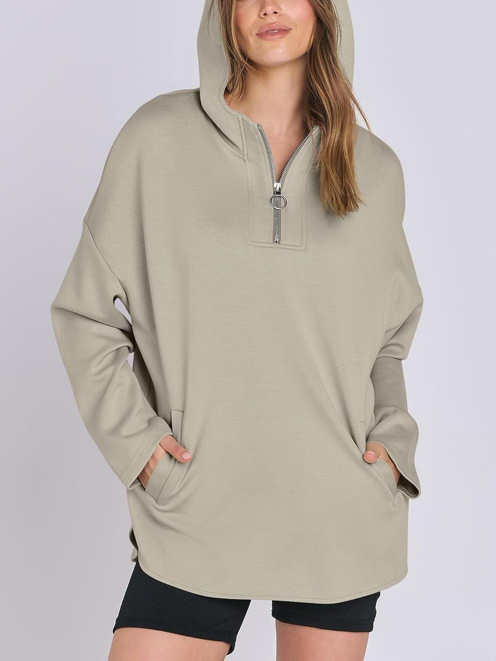 2024 Women's Oversized Quarter Zip Tunic Hoodie (Buy 2 Free Shipping)