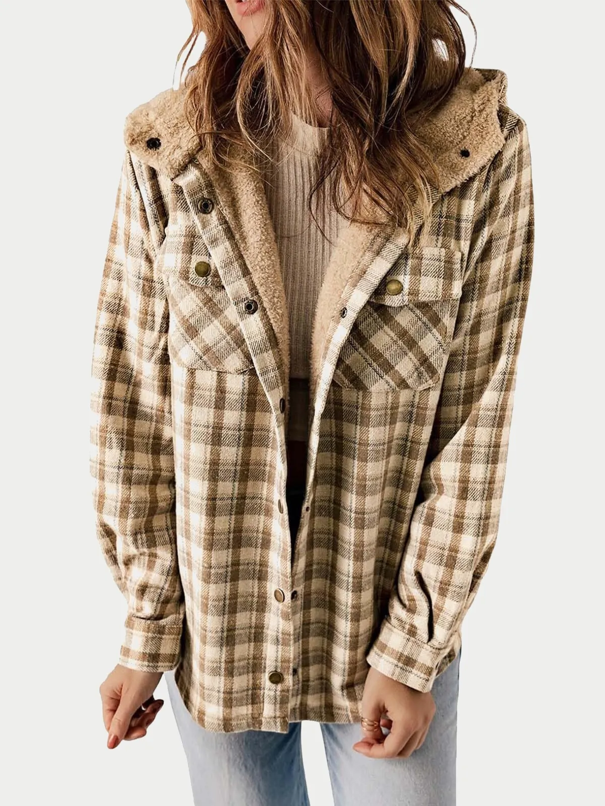 🔥🔥🔥🔥Plaid Hooded Thick Plus Fleece Warm Jacket Coat (Buy 2 Free Shipping)