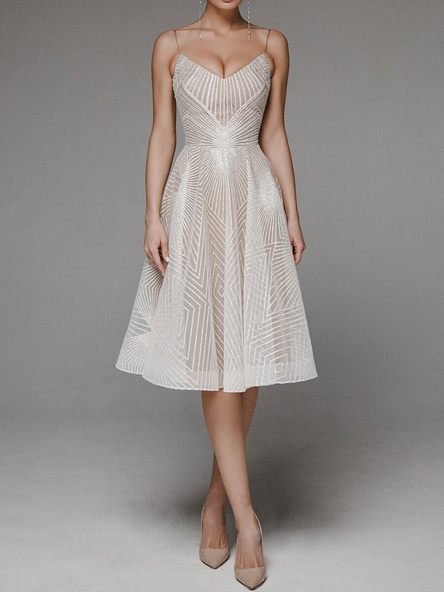 Stylish V-neck Strap A-line Dress