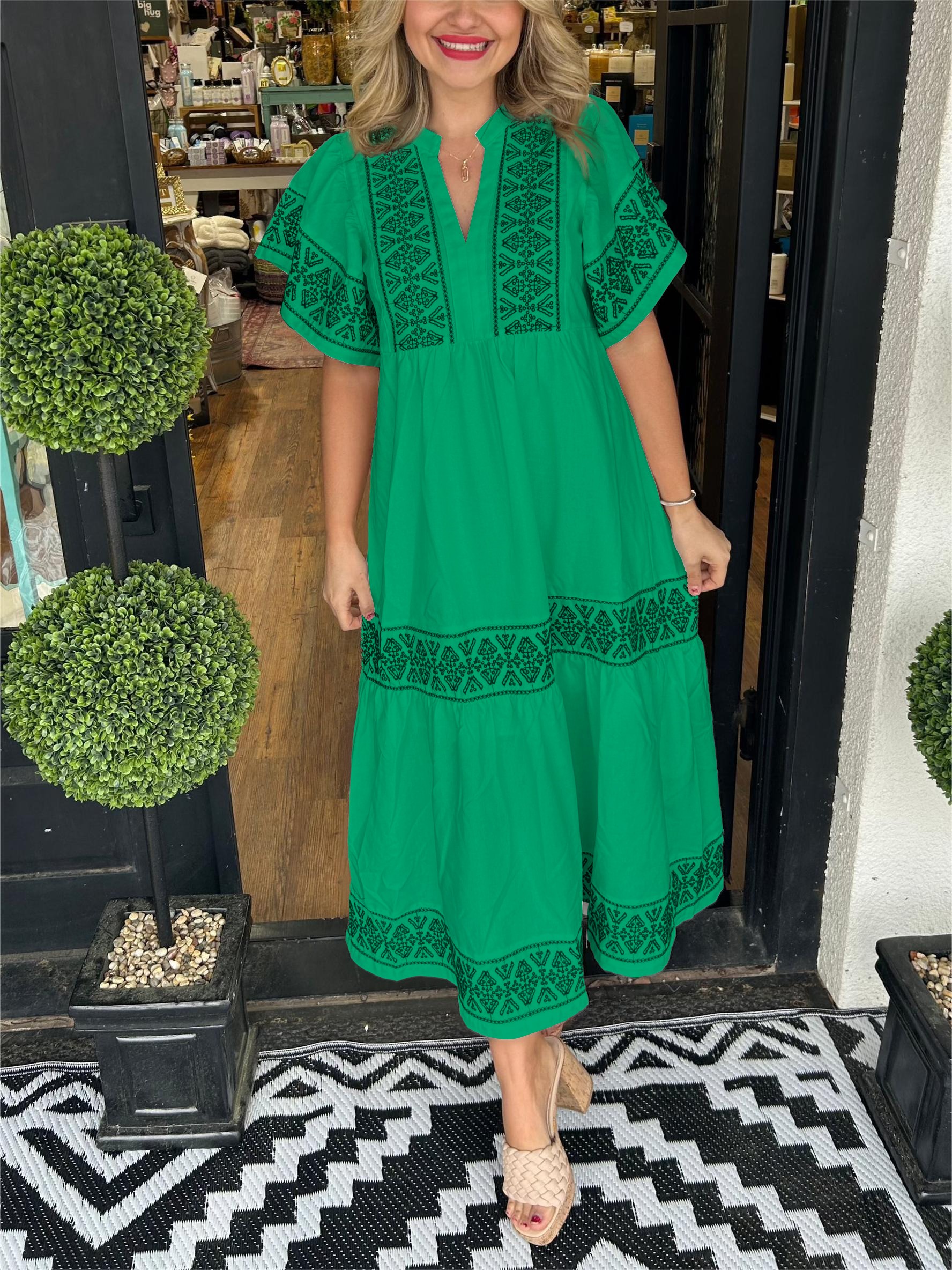 ✨2024 SUMMER HOT✨Women's V-Neck Boho Maxi Dress (Buy 2 Free Shipping)
