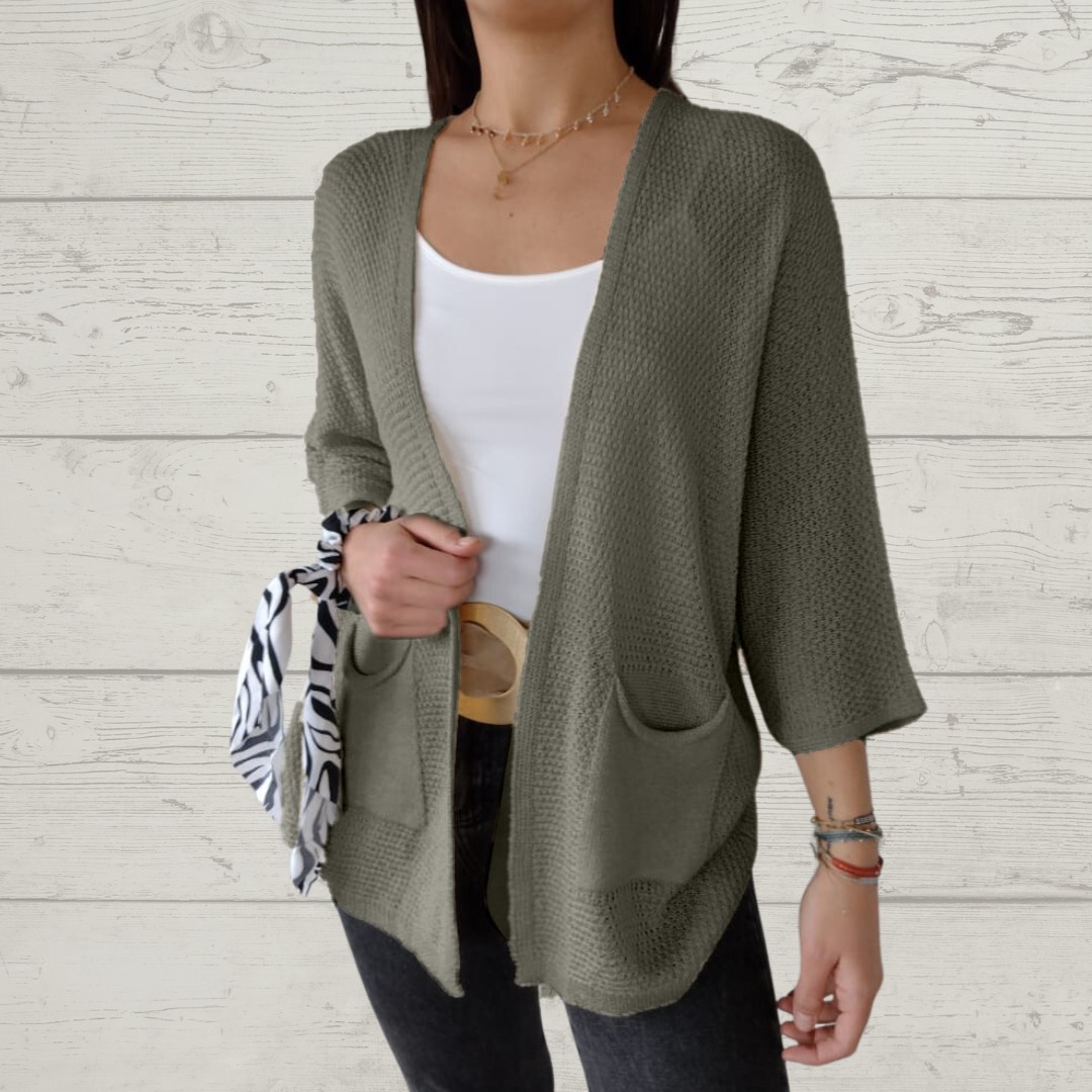 ✨Hot Sale✨Thread 3/4 Sleeve with Pockets Cardigan
