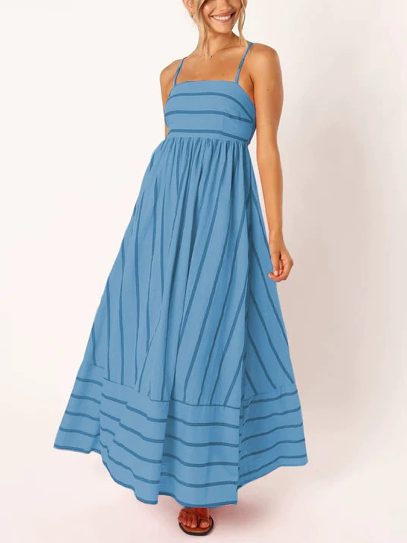 Women's Striped Back Smocked Maxi Dress(BUY 2 FREE SHIPPING)