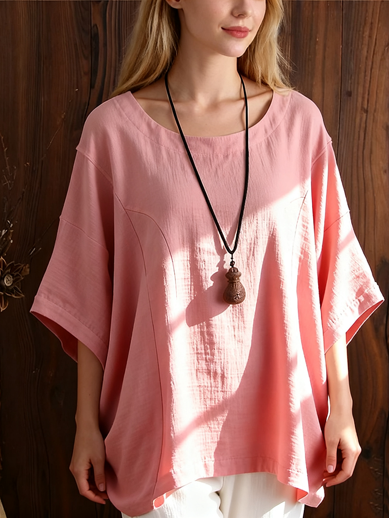 Limited-time offer -Solid Batwing Sleeve Loose T-Shirt (BUY 3 FREE SHIPPING)
