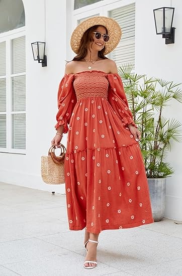 🔥HOT SALE🔥Beach Style Ruffle Swing A-Line Maxi Bohemian Floral Dress