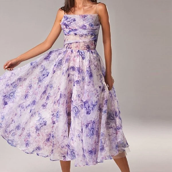 Elegant Print Suspender Dress🍀Summer Sale🍀