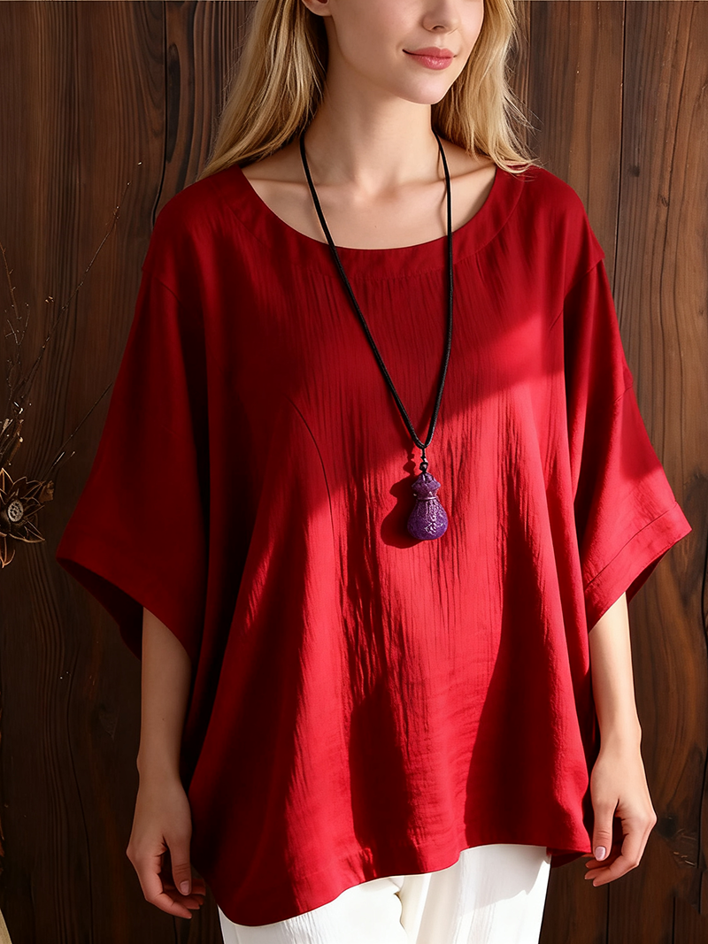 Limited-time offer -Solid Batwing Sleeve Loose T-Shirt (BUY 3 FREE SHIPPING)