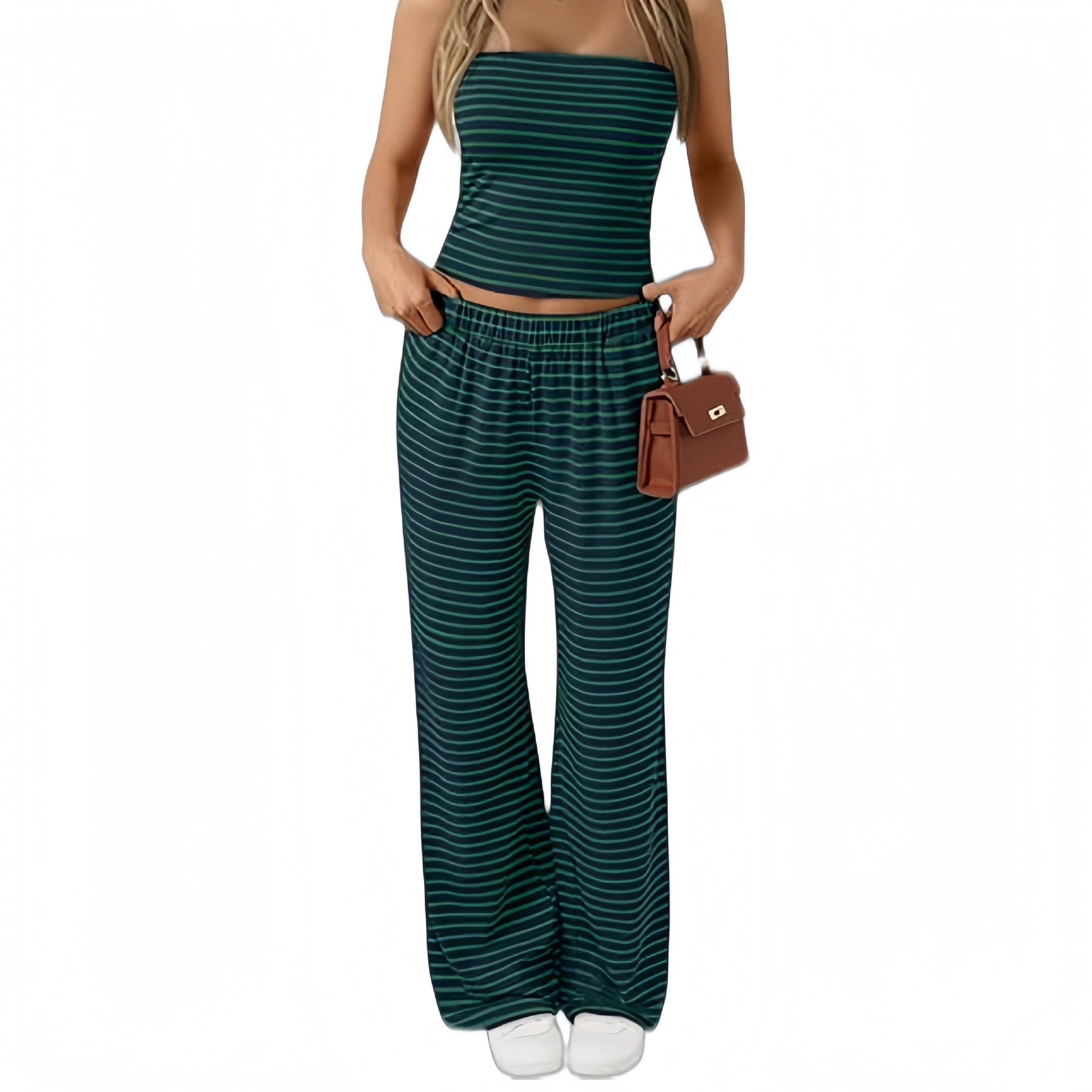 Women's Striped Tube Top & Wide Leg Pants Two-Piece Set(BUY 2 FREE SHIPPING)