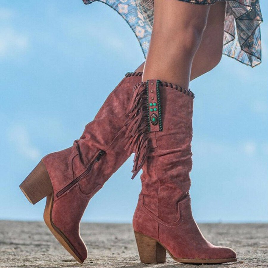 Western Style Tassel Embroidery Retro Boots
